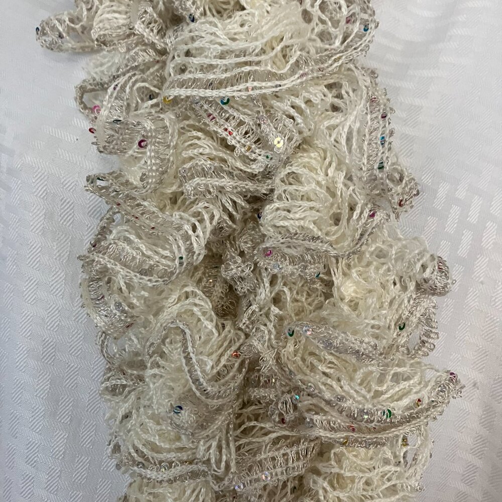 ❤️Sashay Sparkle Frilly Scarf Cream❤️ - Picture 2 of 6